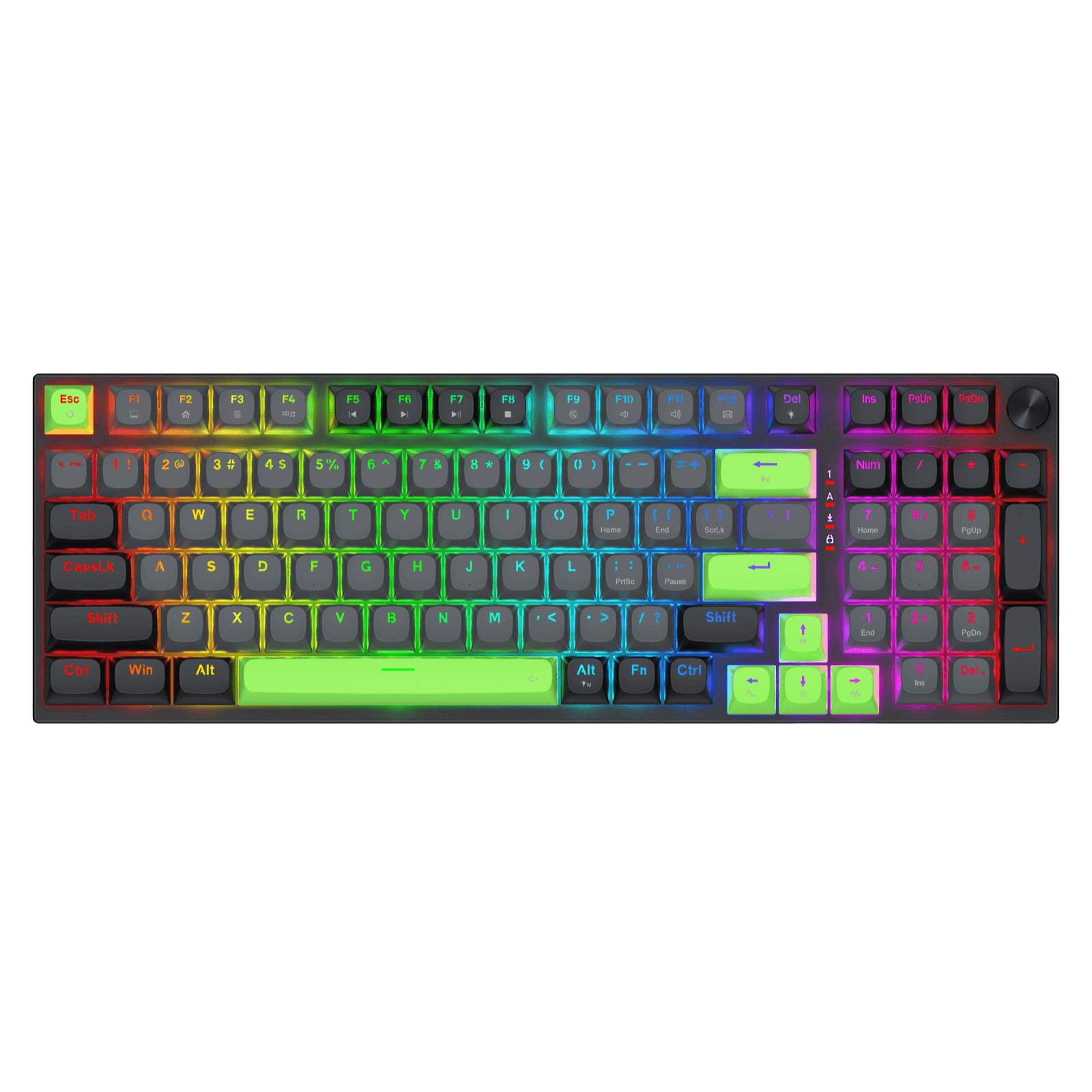 Redragon K740 98 Keys Wired RGB Gaming Keyboard, 95% PBT Mechanical Keyboard w/Solid Aluminum Base, Dedicated Knob Control & Hot-Swap Socket, Custom Linear Switch