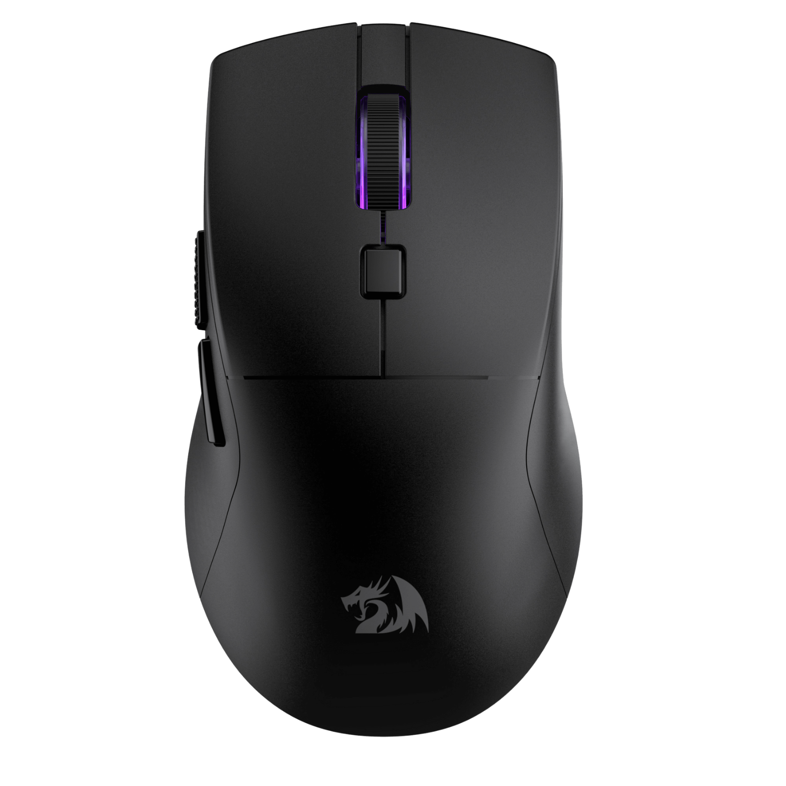 Black gaming mouse with a visible brand logo on a white background