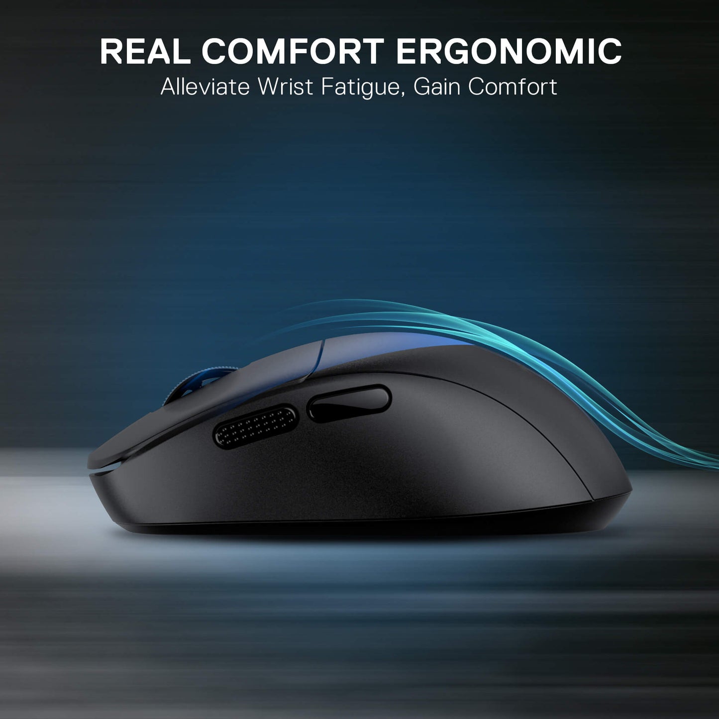 Redragon Ergonomic mouse with text on a dark background