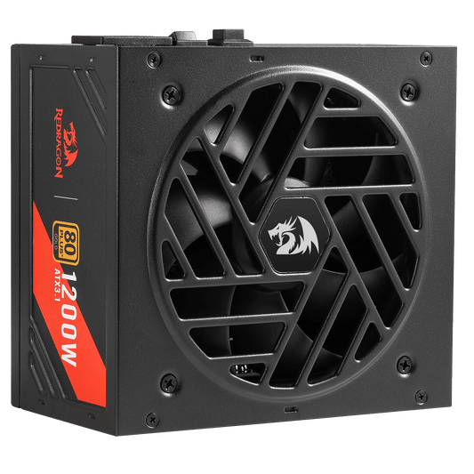 Redragon RGPS PRO 80+ Gold 1200 Watt Power Supply w/Upgraded ATX 3.1 & PCIe 5.1 Fully Modular, Compact 150mm Size, Smart ECO Low Noise Fan, 100% Japanese Capacitors, Full Mod Cables, Black