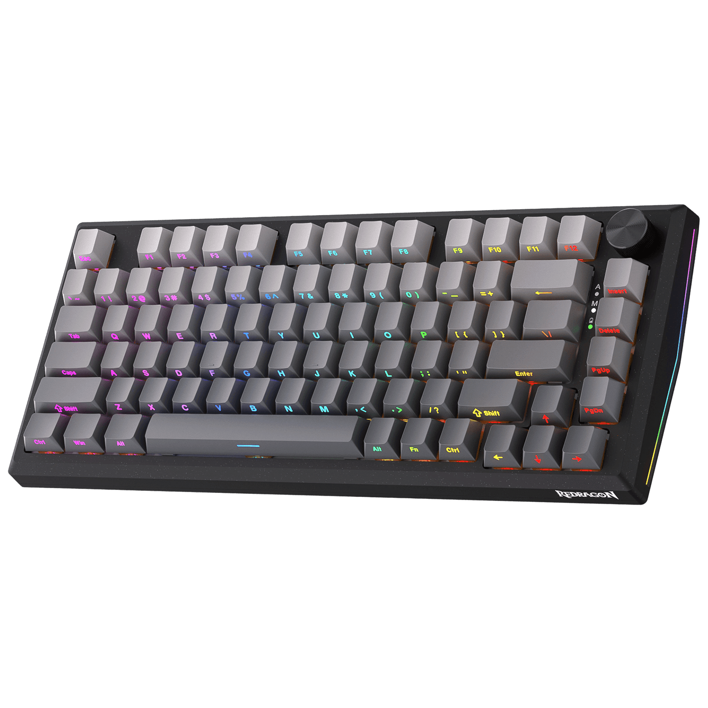 Redragon K687 Wireless CNC Gasket Gaming Keyboard, 81 Keys Mechanical Keyboard w/Premium CNC Aluminum Board, Easy-Control Knob, 5-Layer Noise Dampening, Custom Linear Switch, PBT Gradient Keycaps