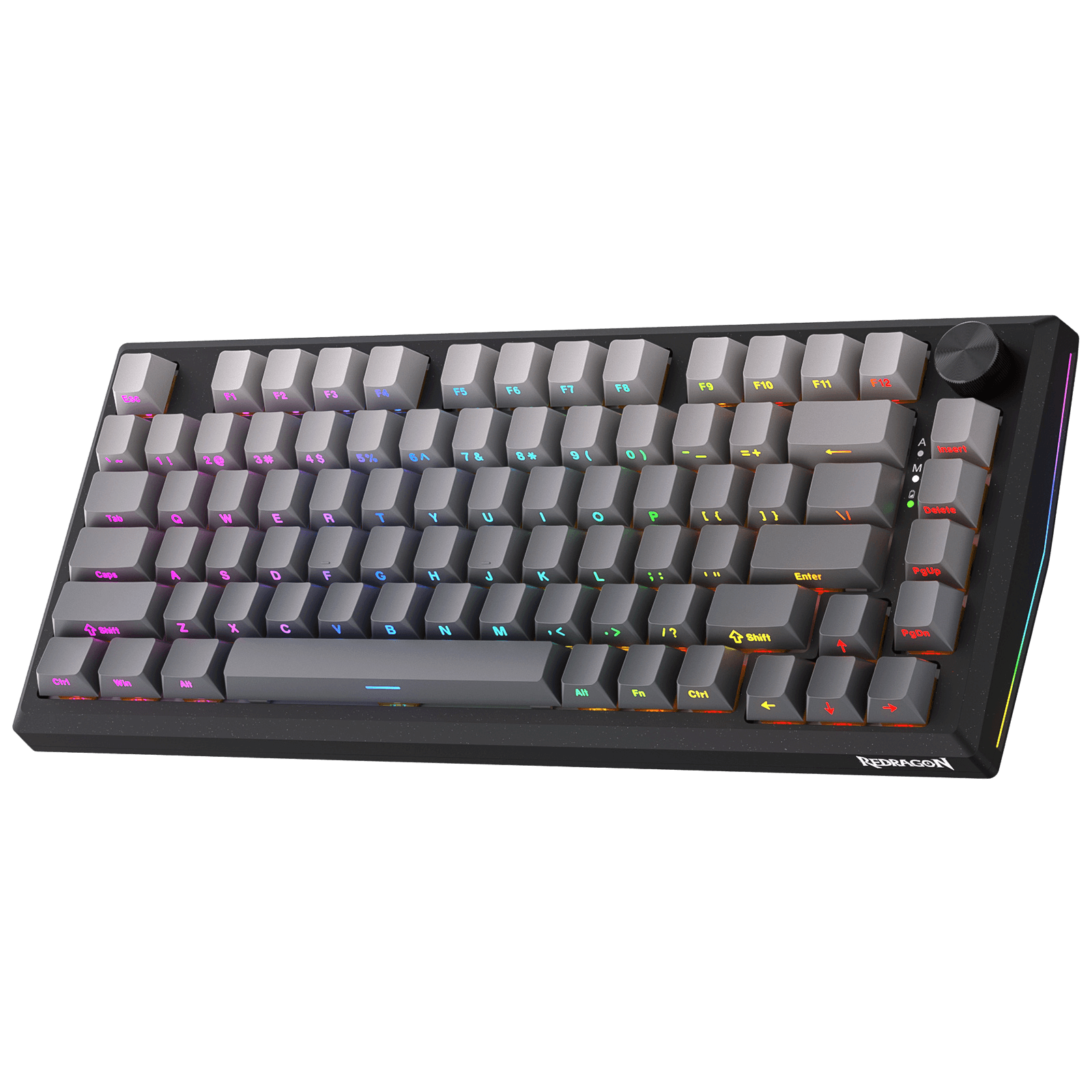 Redragon K687 Wireless CNC Gasket Gaming Keyboard, 81 Keys Mechanical Keyboard w/Premium CNC Aluminum Board, Easy-Control Knob, 5-Layer Noise Dampening, Custom Linear Switch, PBT Gradient Keycaps