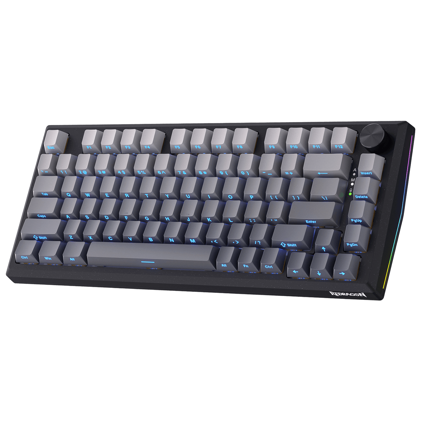 Redragon K687 Wireless CNC Gasket Gaming Keyboard, 81 Keys Mechanical Keyboard w/Premium CNC Aluminum Board, Easy-Control Knob, 5-Layer Noise Dampening, Custom Linear Switch, PBT Gradient Keycaps