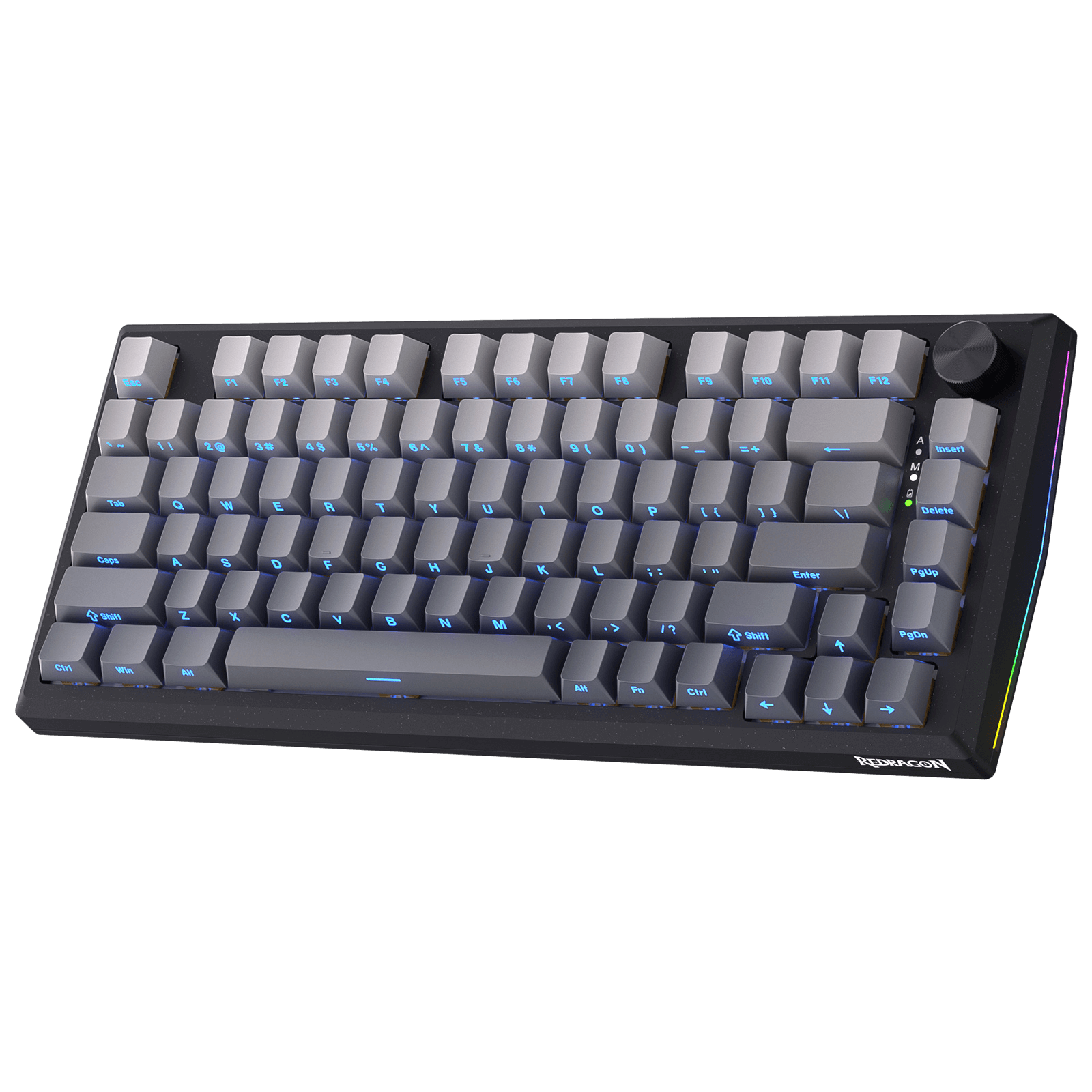 Redragon K687 Wireless CNC Gasket Gaming Keyboard, 81 Keys Mechanical Keyboard w/Premium CNC Aluminum Board, Easy-Control Knob, 5-Layer Noise Dampening, Custom Linear Switch, PBT Gradient Keycaps