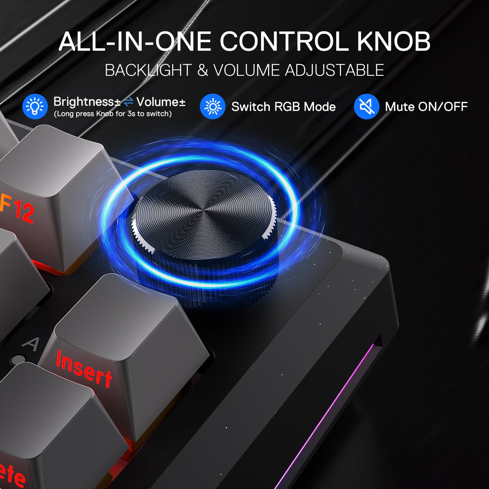 Redragon K687 Wireless CNC Gasket Gaming Keyboard, 81 Keys Mechanical Keyboard w/Premium CNC Aluminum Board, Easy-Control Knob, 5-Layer Noise Dampening, Custom Linear Switch, PBT Gradient Keycaps