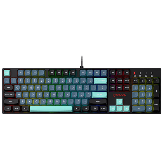 Redragon K582 SE Wired RGB Gaming Keyboard, 104 Keys Mechanical Keyboard w/Mixed Color Round PBT Keycaps, Dynamic 16.8M RGB Backlit & Linear Red Switch, Redefine Software Supported