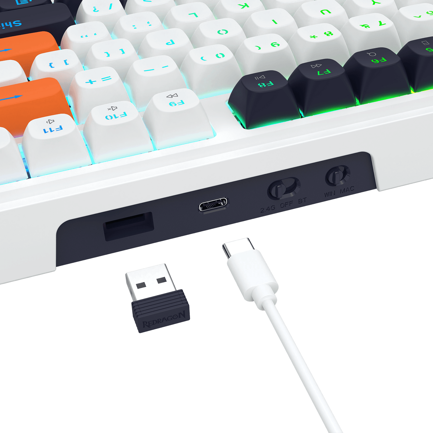 Redragon K745 Mechanical Gaming Keyboard – Win&Mac Switch, White & Orange
