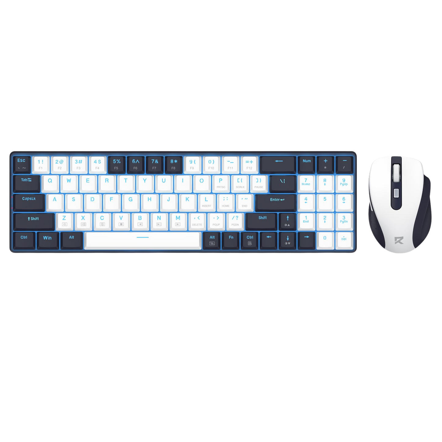 Redragon BS8773 Wireless Keyboard and Mouse Combo, 78 Keys 2.4Ghz Wireless Low-Profile Mechanical Red Switch Keyboard w/Slim Compact Design & Single Blue Backlit, Comfort Grip 2400 DPI Max Mouse