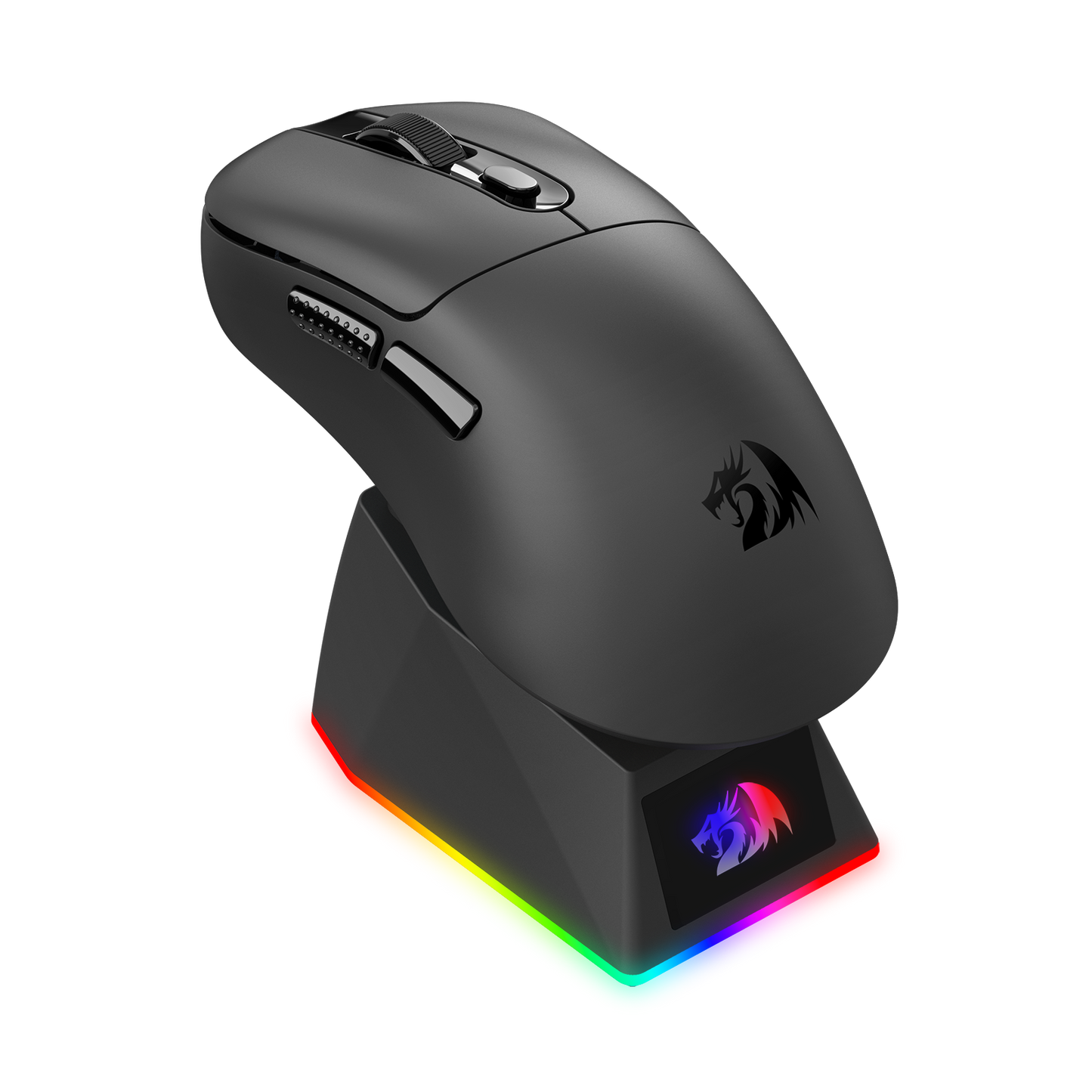 Redragon M998 Lightweight Wireless Gaming Mouse with RGB Magnetic Charging Dock, BT/2.4G Wireless/Wired Optical Mice, 24000 DPI, 5 Programmable Buttons for PC/Mac, Black