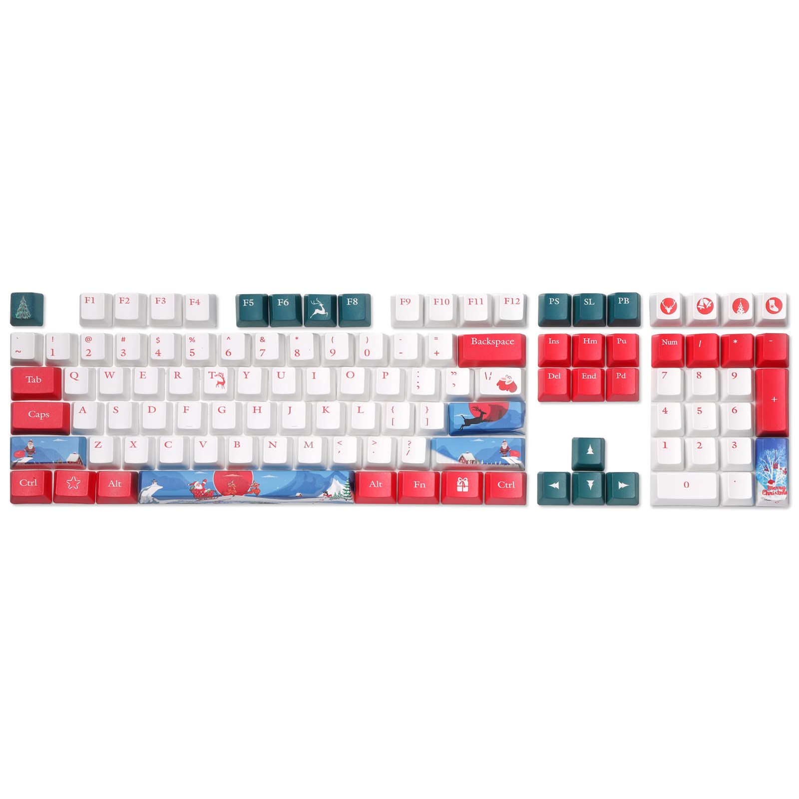 (Only Keycaps) Redragon X LTC  PBT 108 Keycaps Set, Thick PBT Keycaps for Mechanical Keyboard (Christmas Limited Edition)