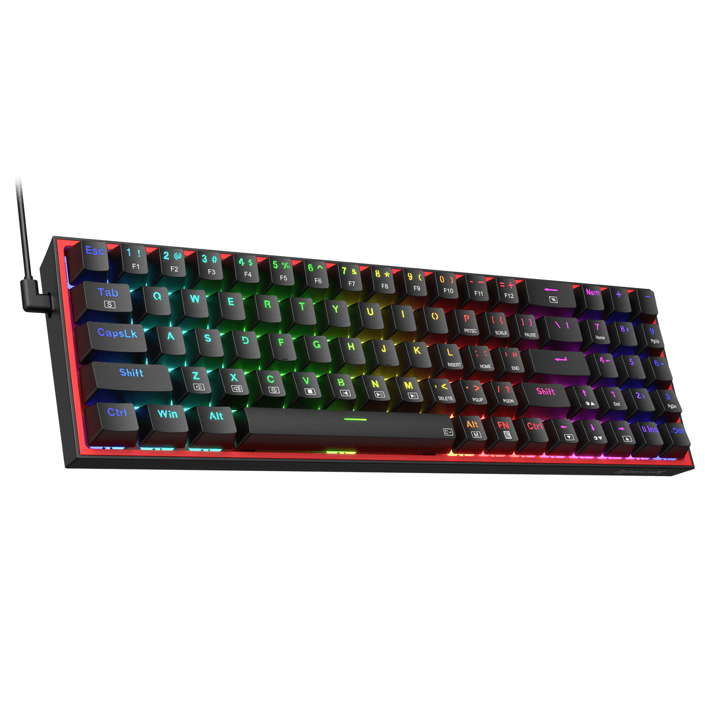 Redragon K628 Pollux 75% Wired RGB Gaming Keyboard, 78 Keys Compact Mechanical Keyboard w/100% Hot-Swap Socket, Free-Mod Plate Mounted PCB & Dedicated Arrow Keys, Quiet Red Switch
