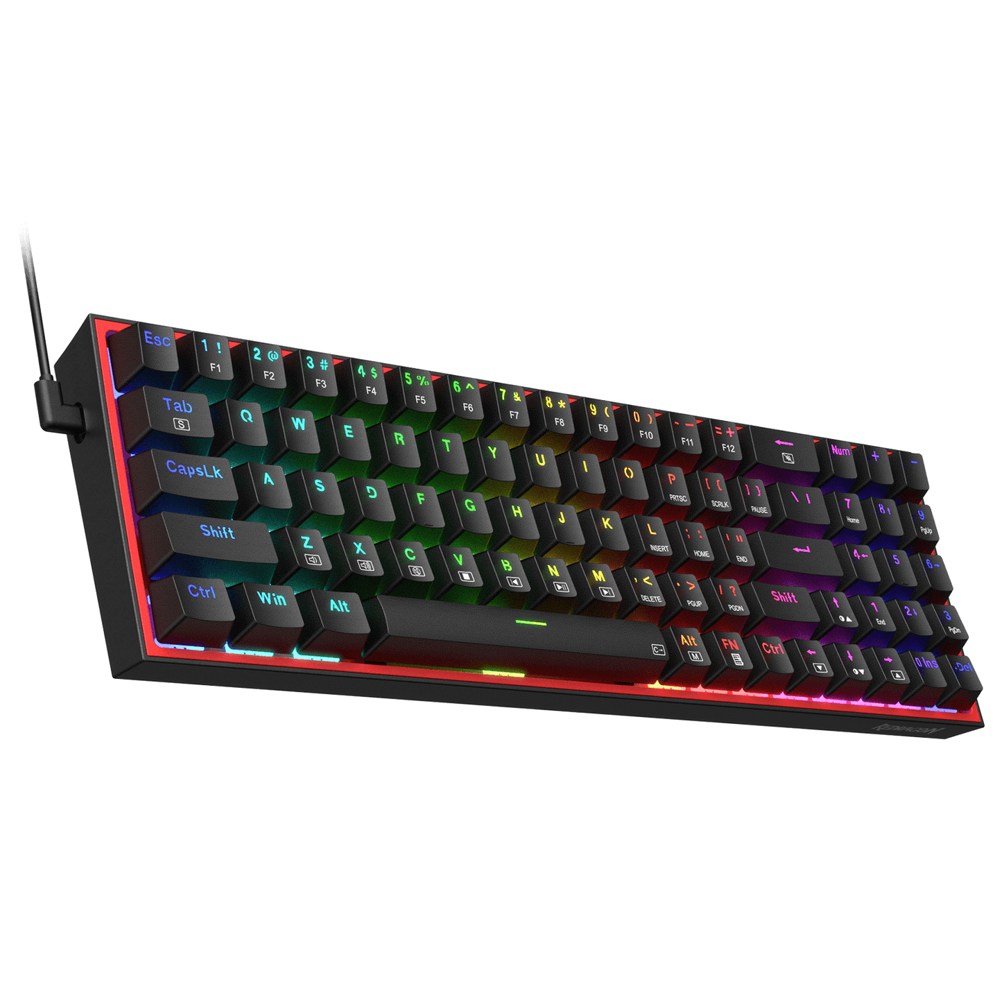 Redragon K628 Pollux 75% Wired RGB Gaming Keyboard, 78 Keys Compact Mechanical Keyboard w/100% Hot-Swap Socket, Free-Mod Plate Mounted PCB & Dedicated Arrow Keys, Quiet Red Switch