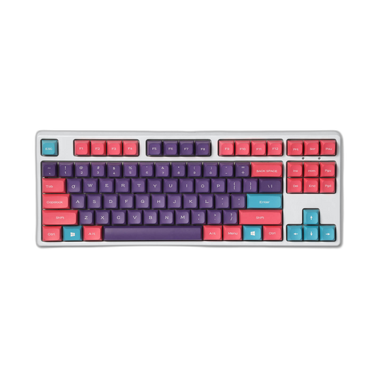 PBT Double Shot 112-Key Sublimation Keycaps Set, KDA Profile for ANSI Layout 61/68/84/87/98/104 Keys Mechanical Keyboard, with Keycap Puller - (Only Keycaps), Neon Purple