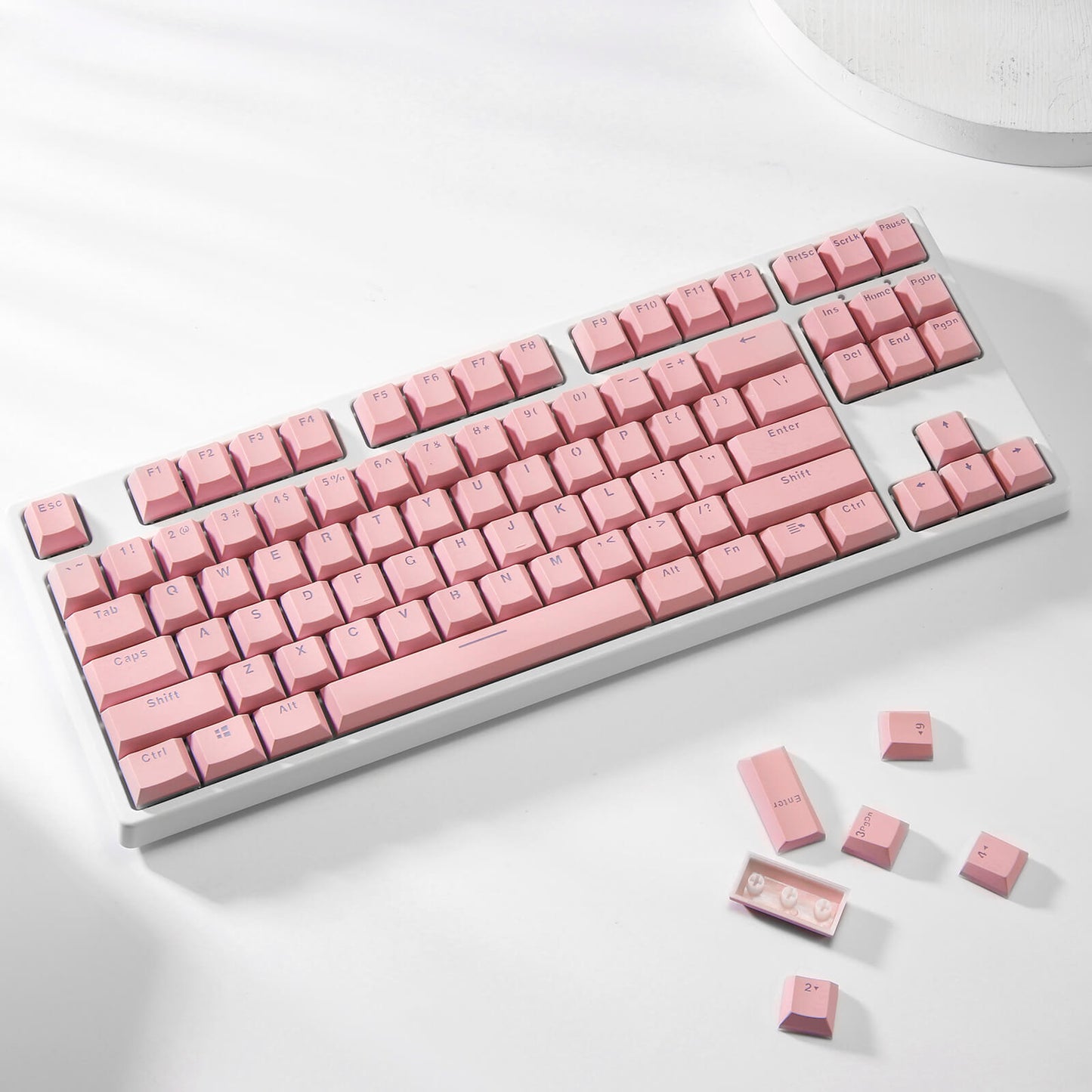 (Nur Tastenkappen) Redragon X LTC Double Shot PBT 104 Tastenkappen-Set mit durchscheinender Schicht, Double Shot-Tastenkappen für mechanische Tastatur – Macaron Pink