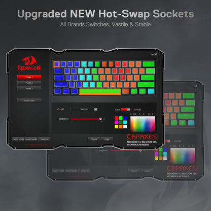 61 Keys Hot-Swappable Compact Mechanical Keyboard wUpgrade Hot-Swap PCB Socket & Creative 1.2X Larger Size