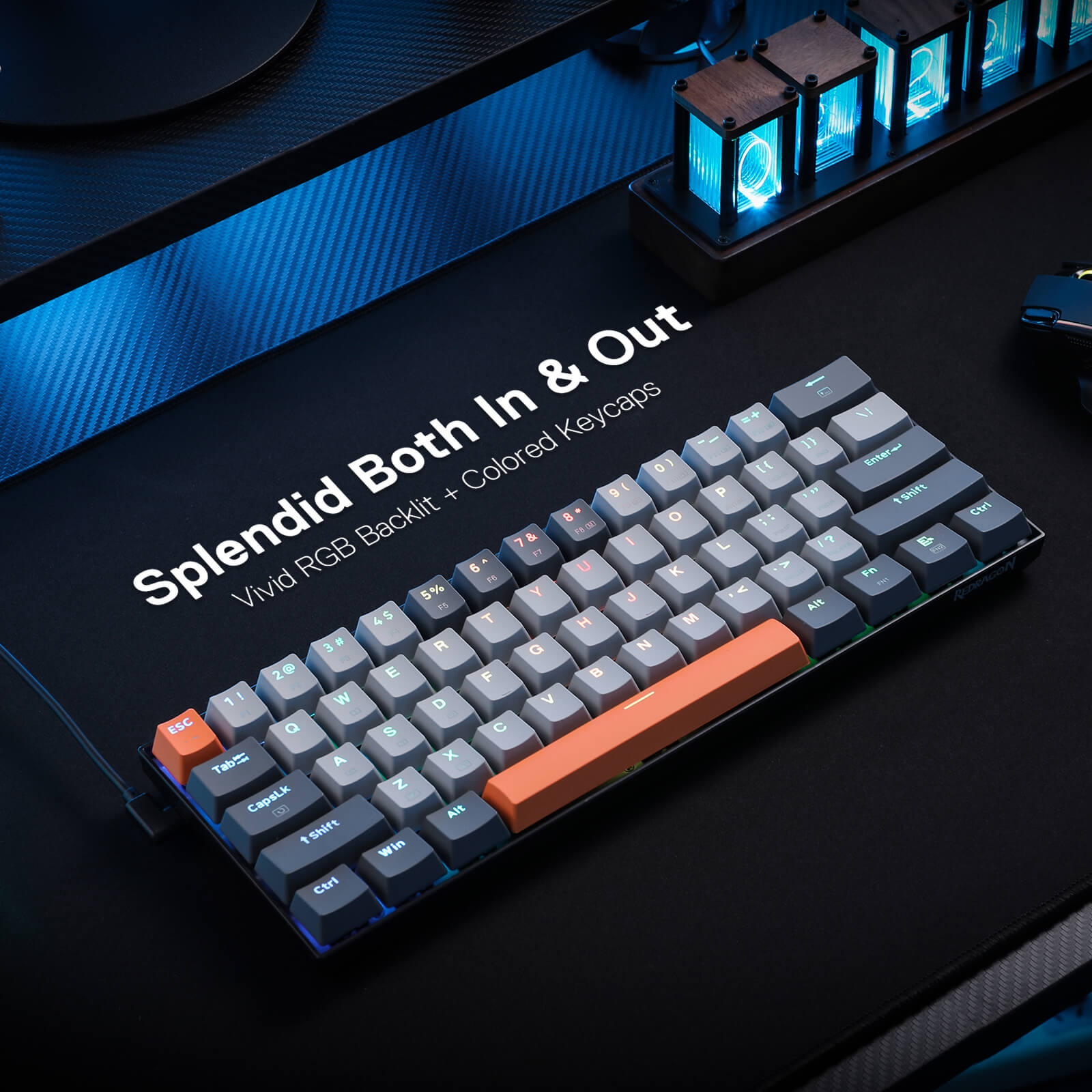 61 Keys Hot-Swappable Compact Mechanical Keyboard wUpgrade Hot-Swap PCB Socket & Creative 1.2X Larger Size