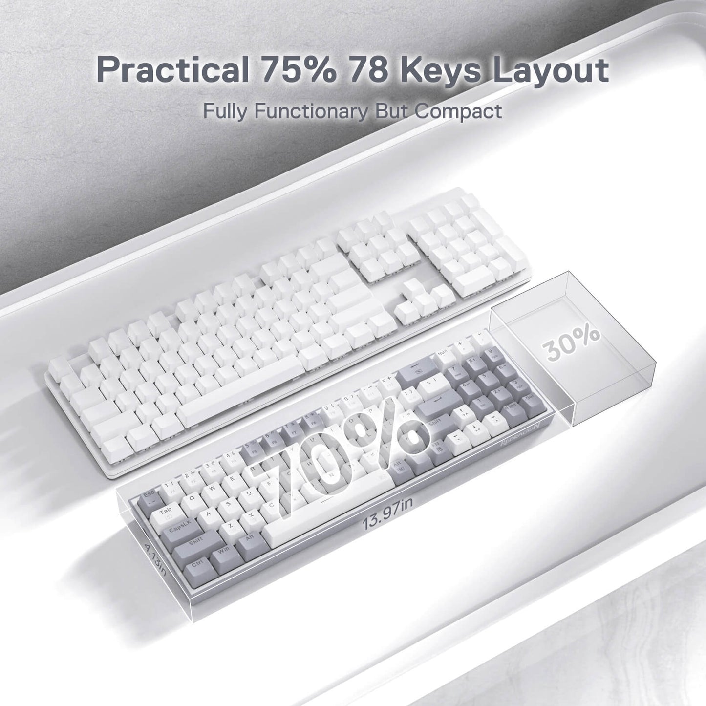 78 Keys Hot-Swappable Compact Mechanical Keyboard w/100% Hot-Swap Socket