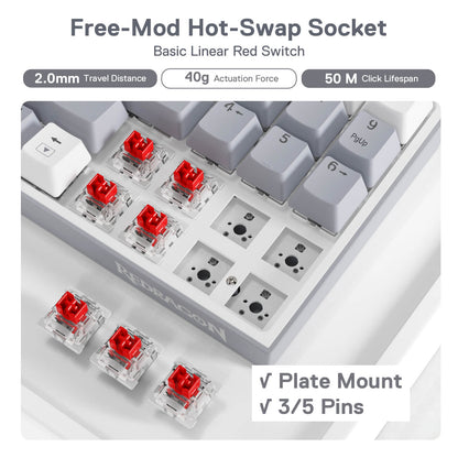 78 Keys Hot-Swappable Compact Mechanical Keyboard w/100% Hot-Swap Socket