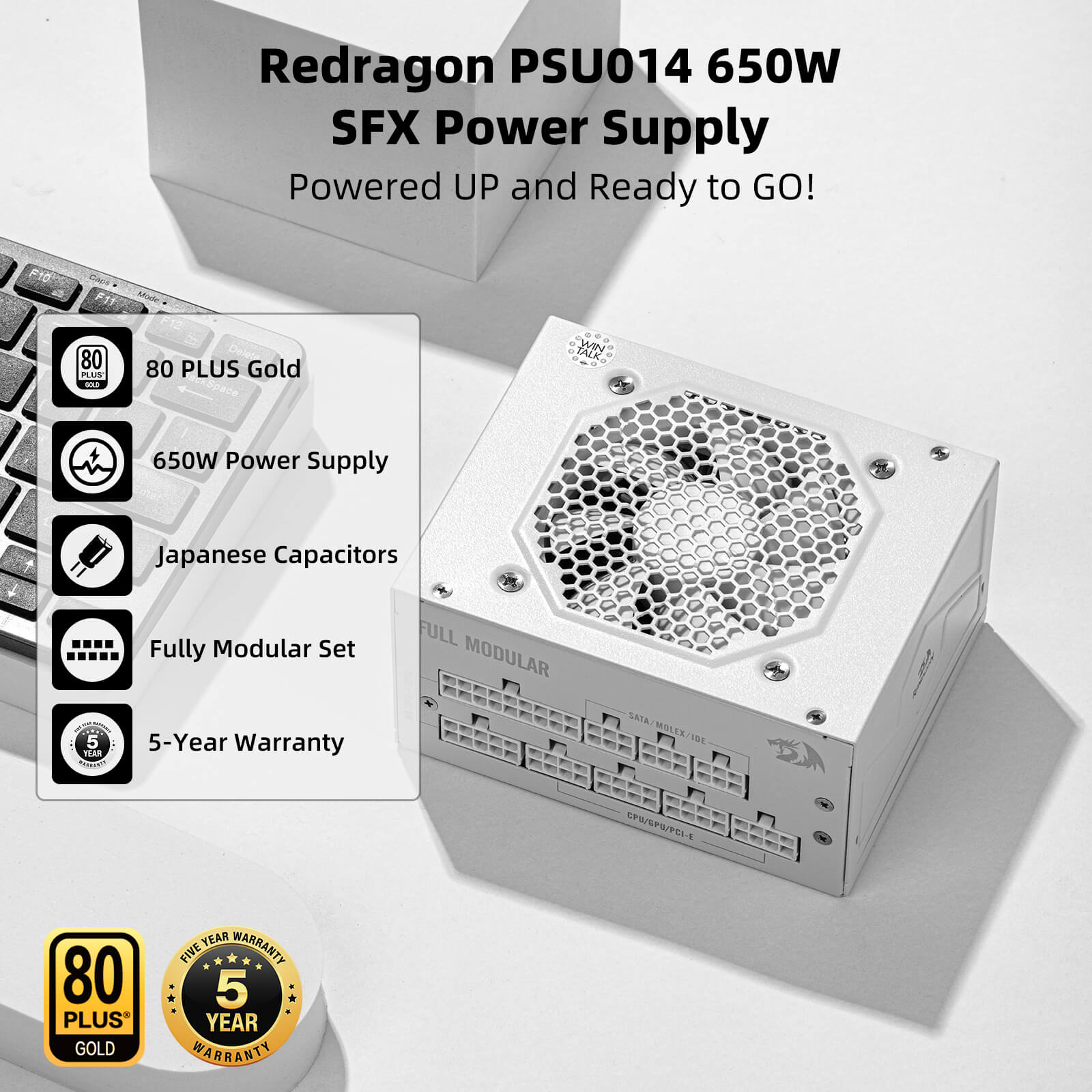 Redragon PSU014 80+ Gold 650 Watt SFX Fully Modular Power Supply