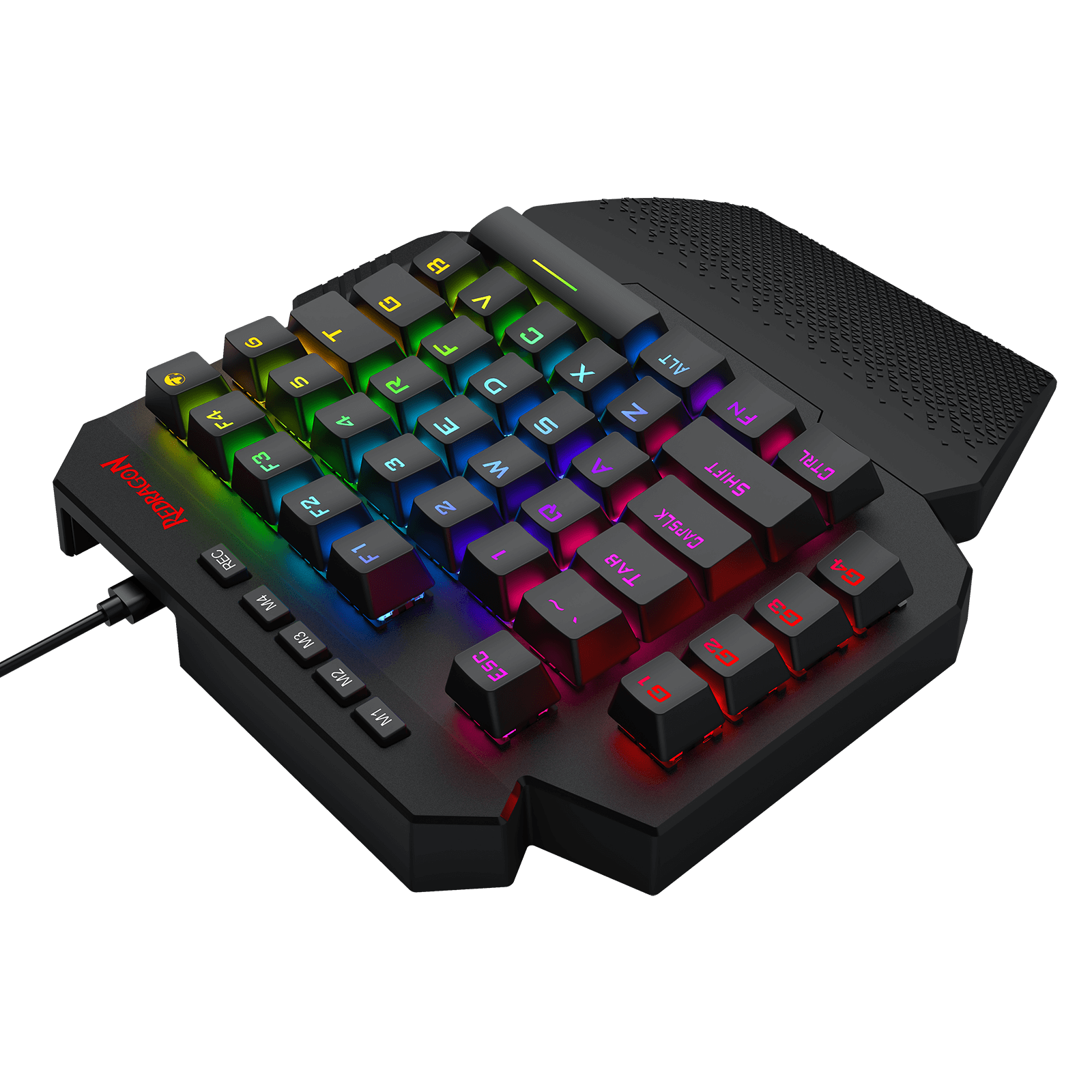 Redragon K758 Wired One-Handed RGB Mechanical Gaming Keyboard, 39 Keys Type-C Professional Gaming Keypad w/Upgraded Hot-Swappable Socket, 4 Onboard Macro Keys & Dedicated Wrist Rest