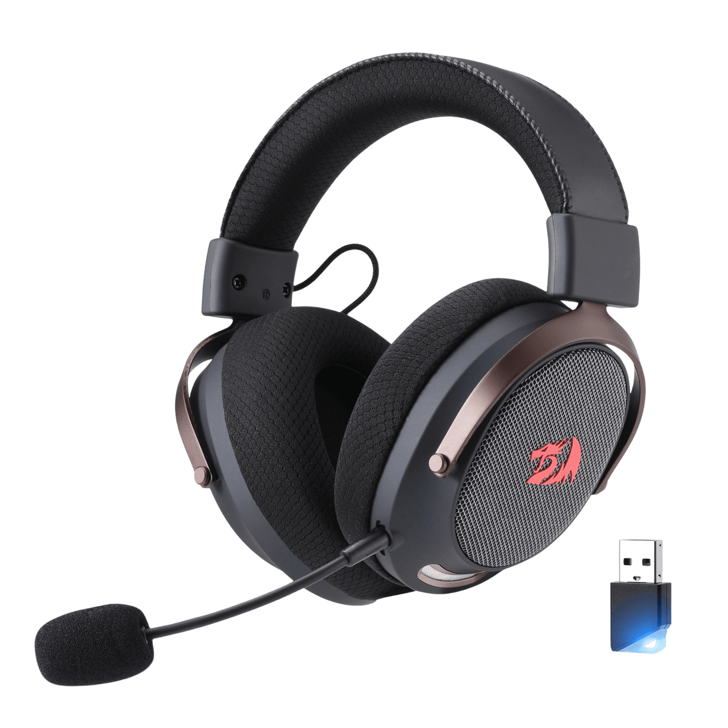 Redragon H858 3-Mode Wireless Gaming Headset, 7.1 Surround Sound, 53 mm Drivers, Memory Foam Ear Pads, Detachable Noise-canceling Microphone, Over-Ear Headphones Works for Mobile, PC/PS5/NS