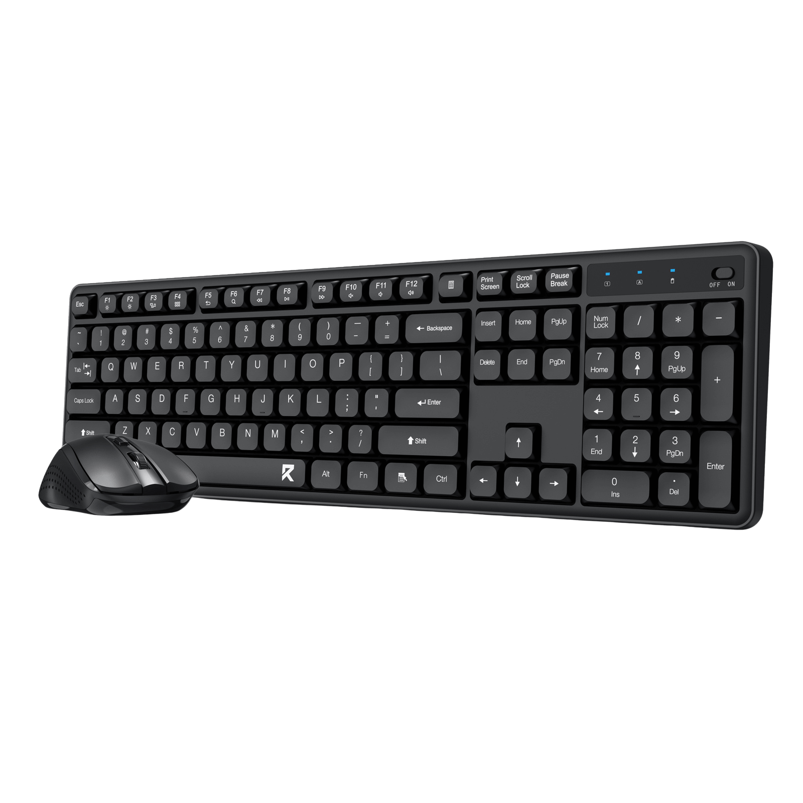Redragon BS7634 Wireless Keyboard and Mouse Combo, 104 Keys 2.4Ghz Wireless Low-Profile Membrane Keyboard w/Low Profile Design, Ergnomic Comfort Grip, 4000 DPI Max Mouse