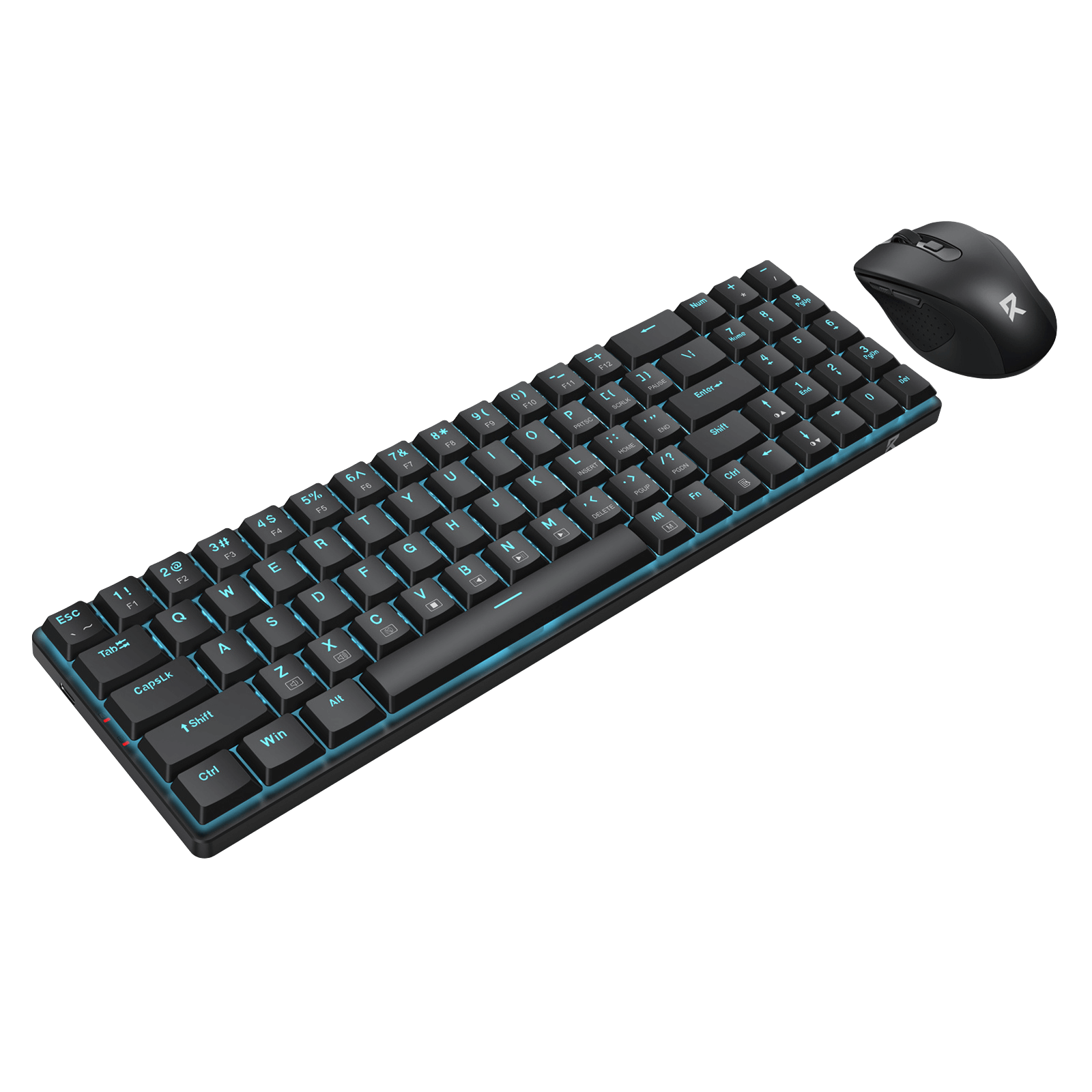 Redragon BS8773 Wireless Keyboard and Mouse Combo, 78 Keys 2.4Ghz Wireless Low-Profile Mechanical Brown Switch Keyboard w/Slim Compact Design & Single Blue Backlit, Comfort Grip 2400 DPI Max Mouse