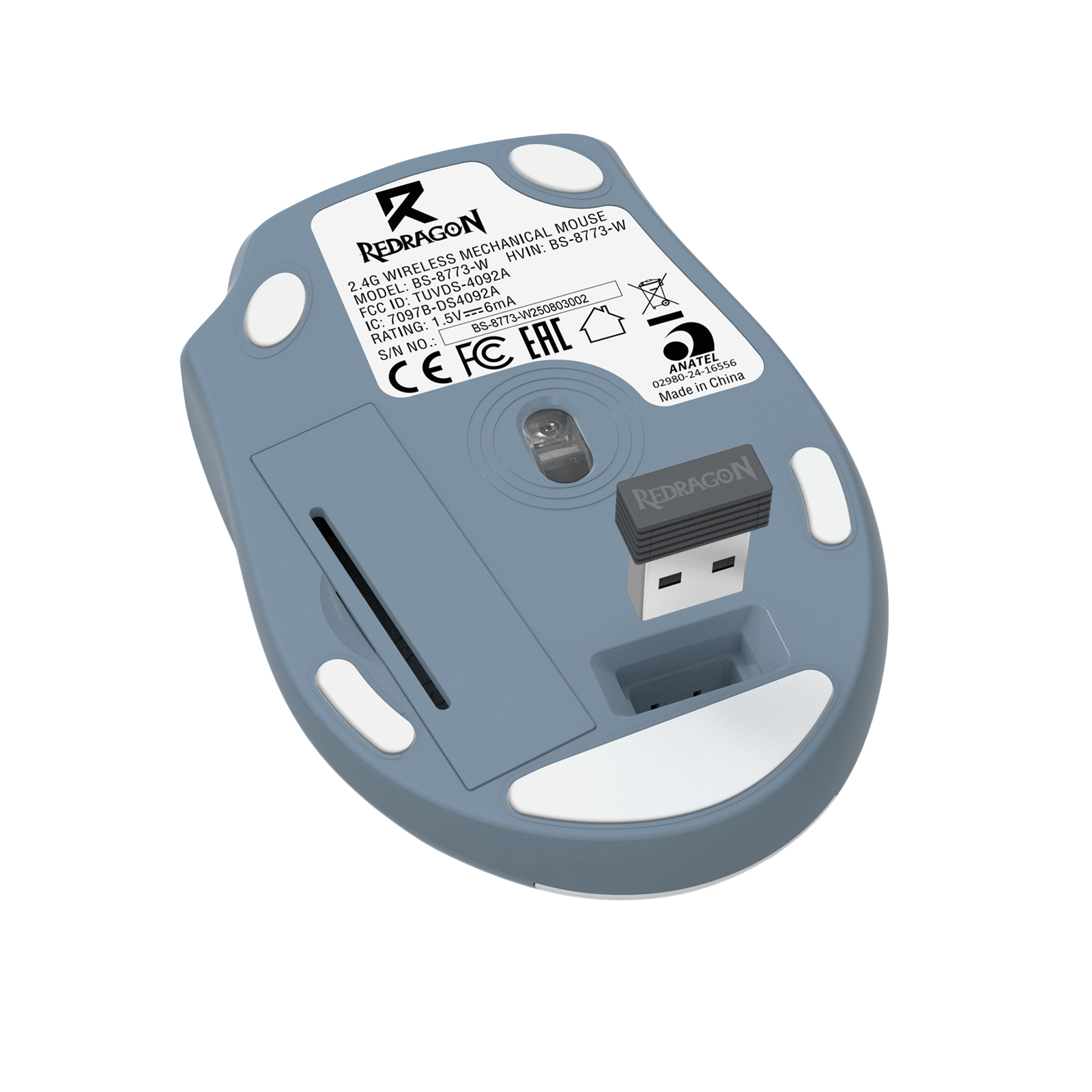 Redragon BS8773 Wireless Keyboard and Mouse Combo, 78 Keys 2.4Ghz Wireless Low-Profile Mechanical Red Switch Keyboard w/Slim Compact Design & Single Blue Backlit, Comfort Grip 2400 DPI Max Mouse