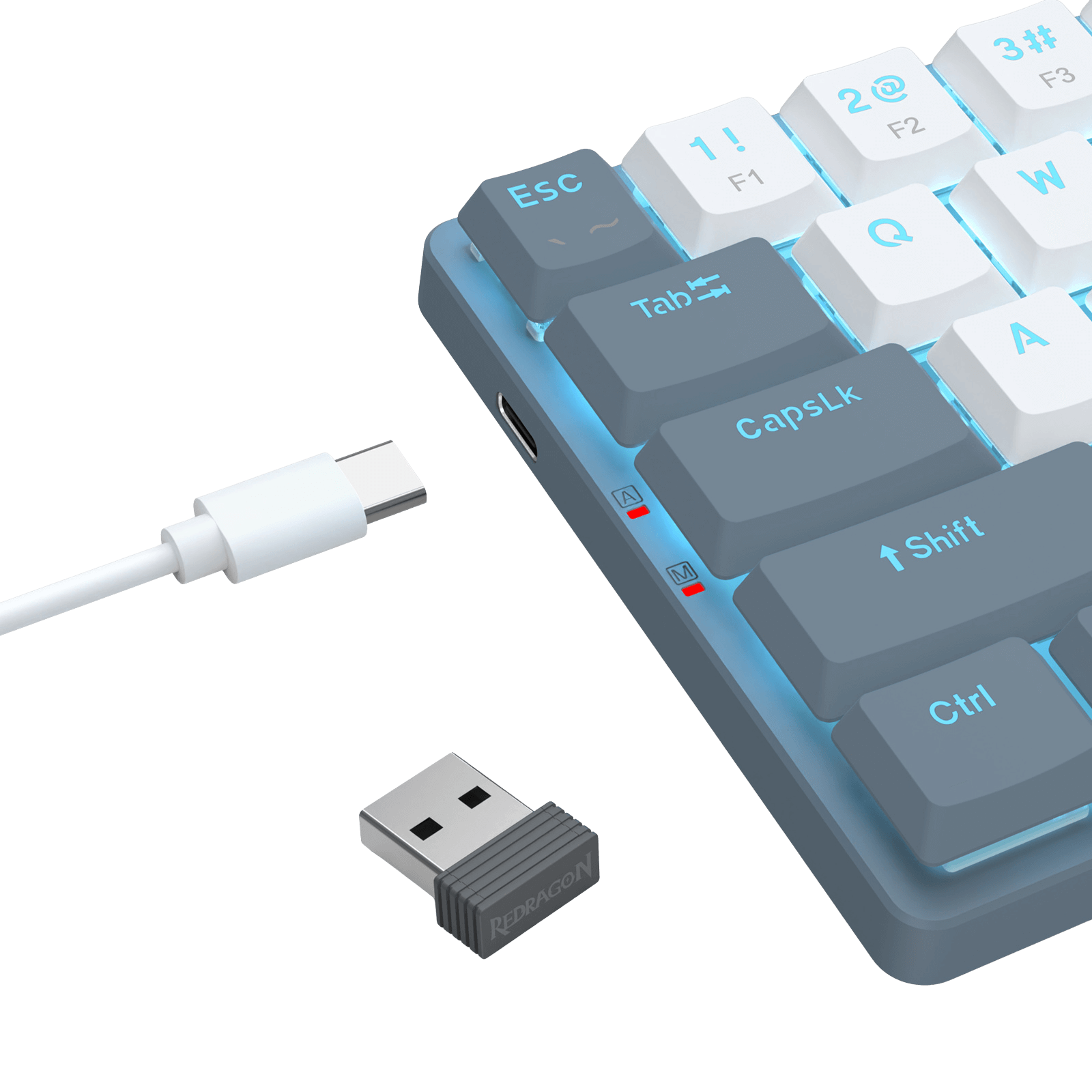 Redragon BS8773 Wireless Keyboard and Mouse Combo, 78 Keys 2.4Ghz Wireless Low-Profile Mechanical Red Switch Keyboard w/Slim Compact Design & Single Blue Backlit, Comfort Grip 2400 DPI Max Mouse