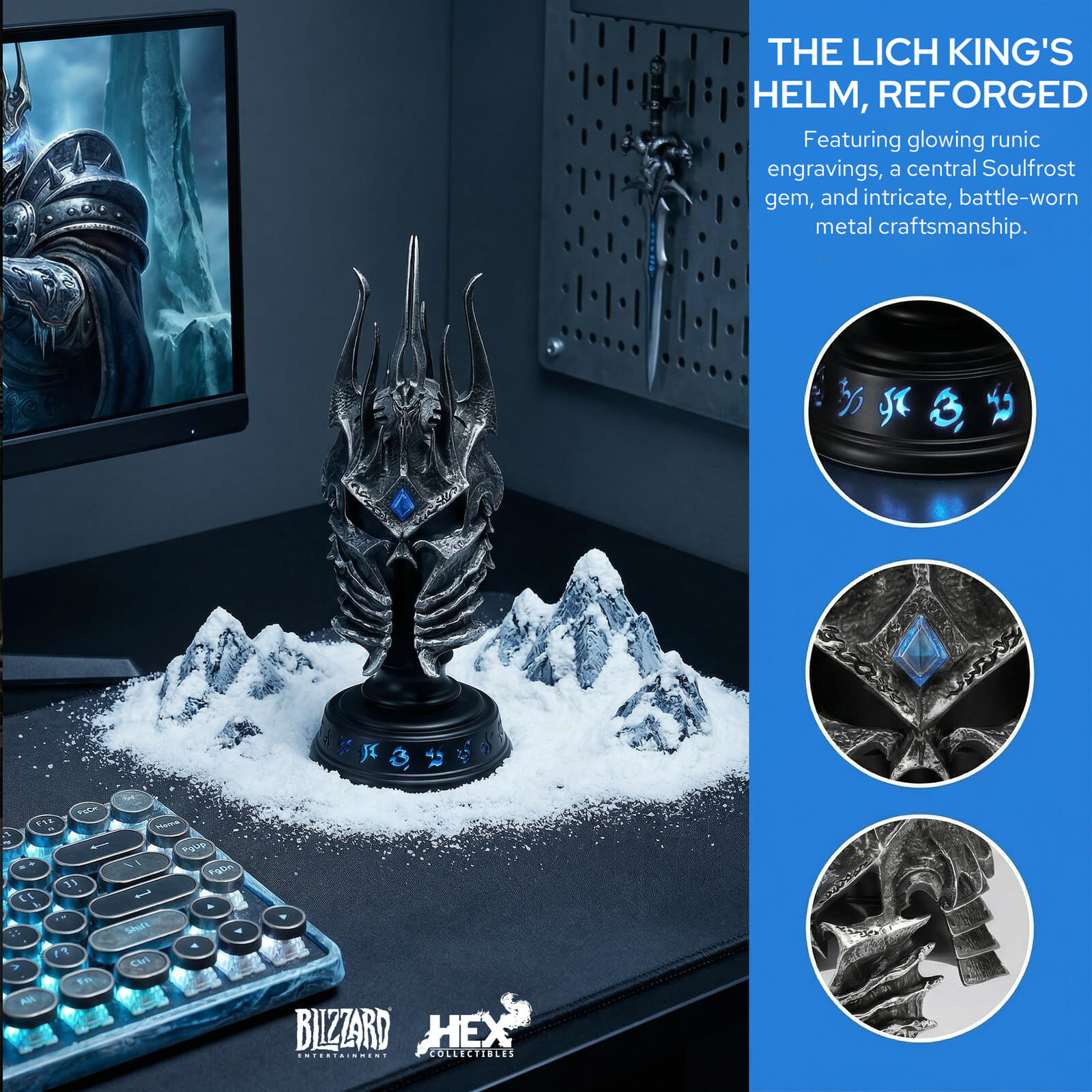 WoW Helm of Domination Replica Collectible LED Display Base