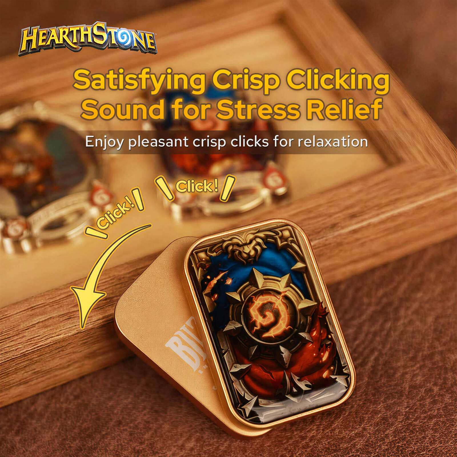 Blizzard Hearthstone Official Licensed Fidget Toys Adults,Metal Infinite Fidget Slider, Magnetic Push Card, Fidget Toy for Stress Relief Anxiety ADHD,Office Gadgets,Gift for Man Women Hearthstone Fans