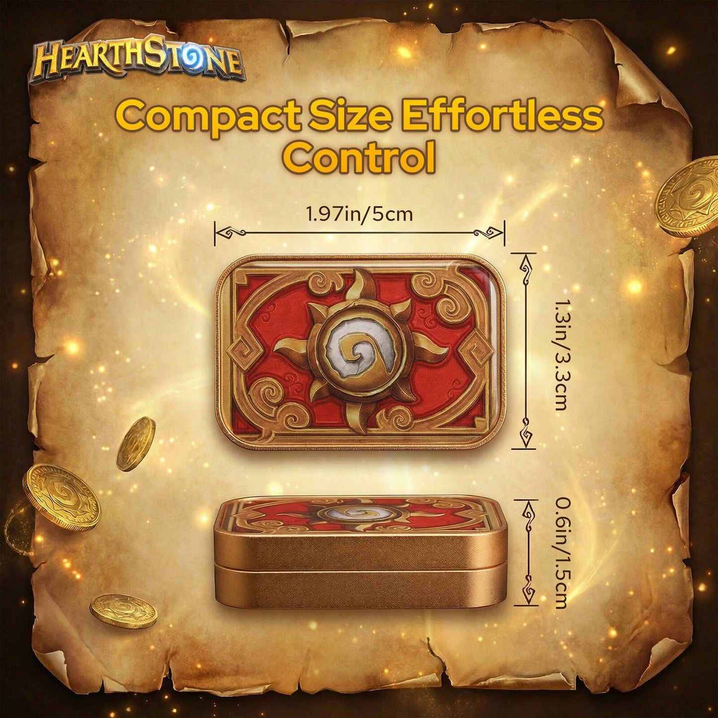 Blizzard Hearthstone Official Licensed Fidget Toys Adults,Metal Infinite Fidget Slider, Magnetic Push Card, Fidget Toy for Stress Relief Anxiety ADHD,Office Gadgets,Gift for Man Women Hearthstone Fans