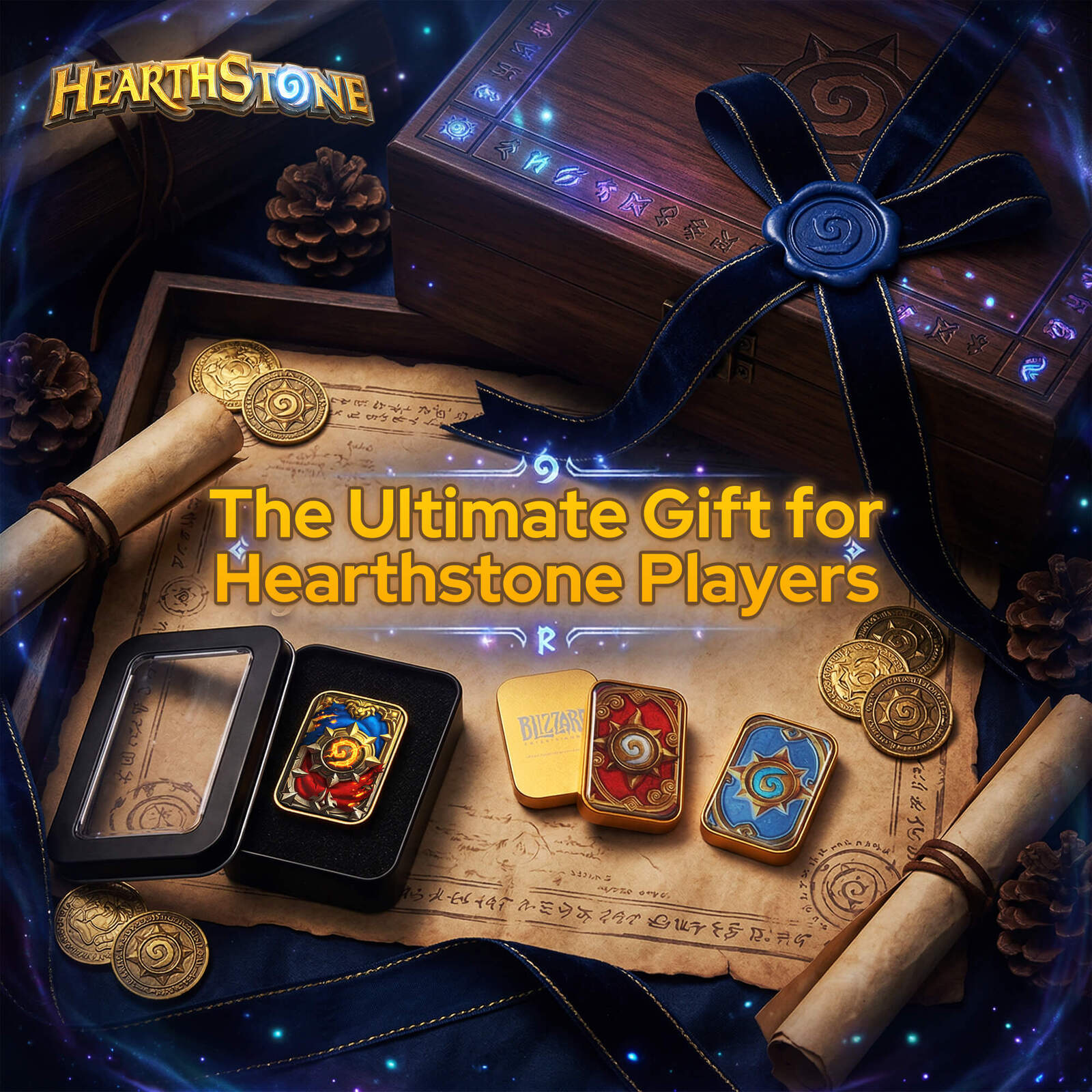 Blizzard Hearthstone Official Licensed Fidget Toys Adults,Metal Infinite Fidget Slider, Magnetic Push Card, Fidget Toy for Stress Relief Anxiety ADHD,Office Gadgets,Gift for Man Women Hearthstone Fans