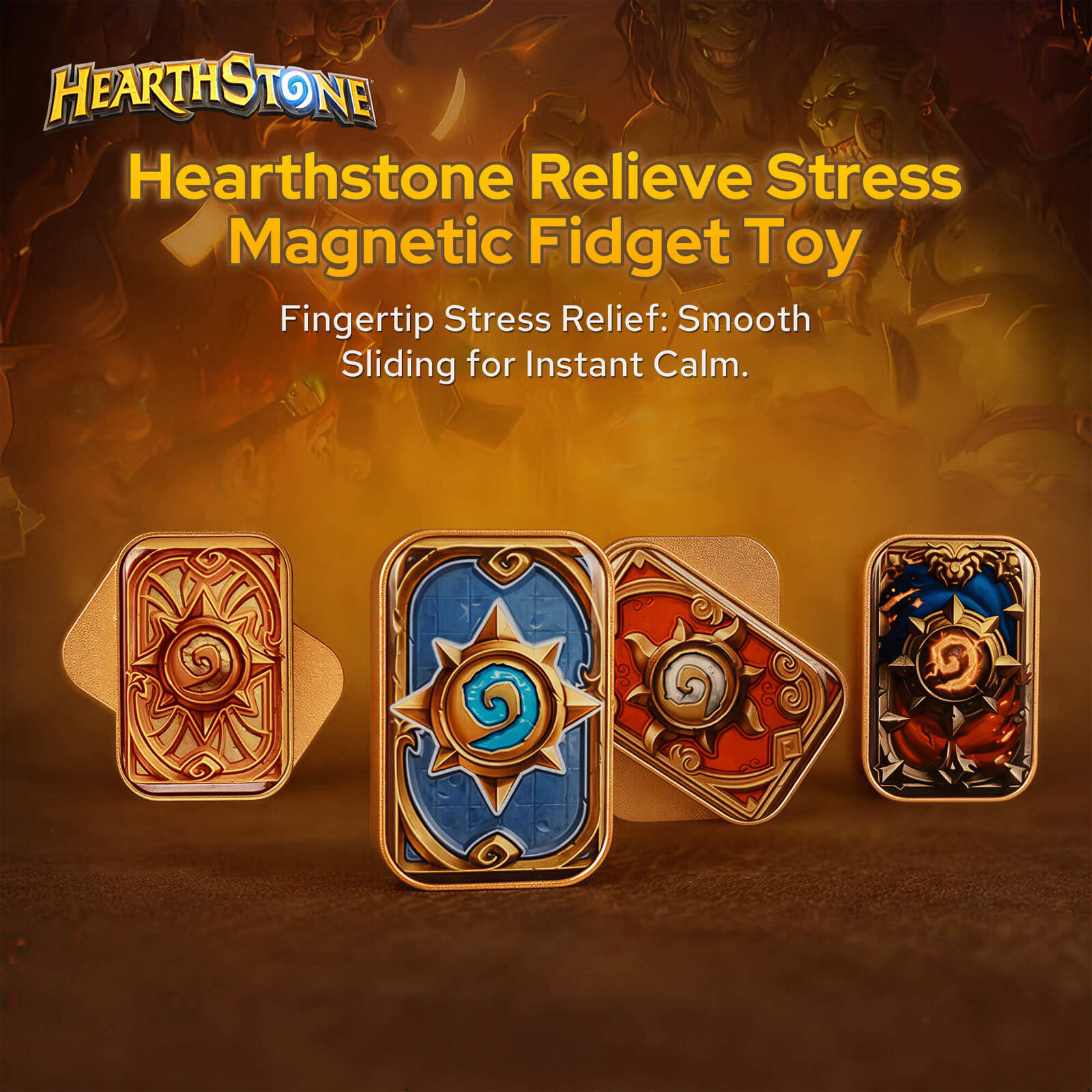 Blizzard Hearthstone Official Licensed Fidget Toys Adults,Metal Infinite Fidget Slider, Magnetic Push Card, Fidget Toy for Stress Relief Anxiety ADHD,Office Gadgets,Gift for Man Women Hearthstone Fans