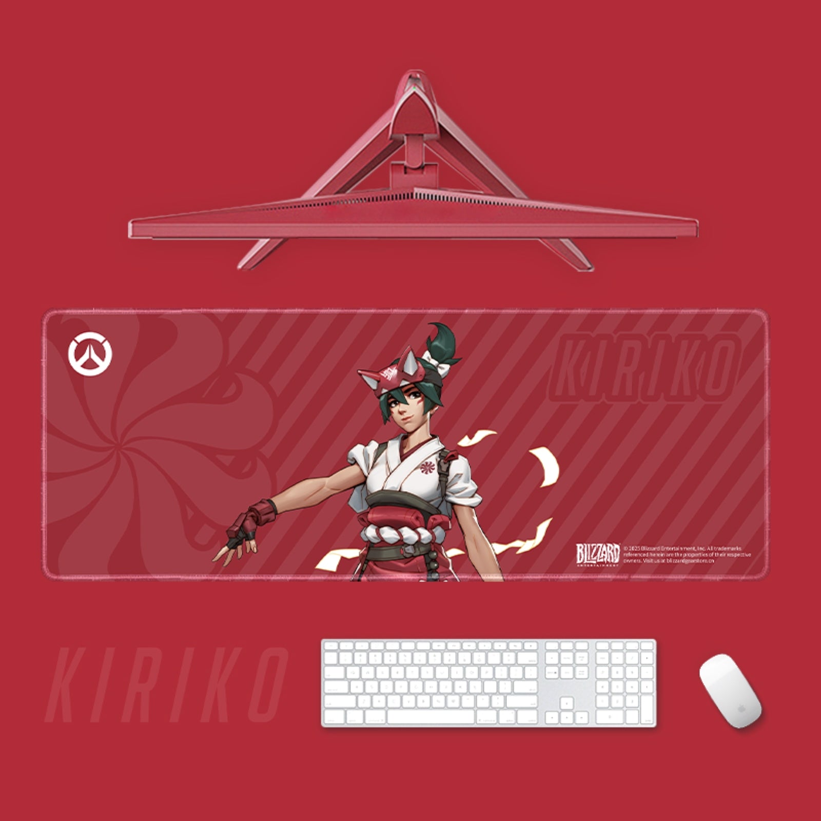 Overwatch Kiriko XXL Gaming Mouse Pad - Official Blizzard Red Themed Desk Mat for Kiriko Fans