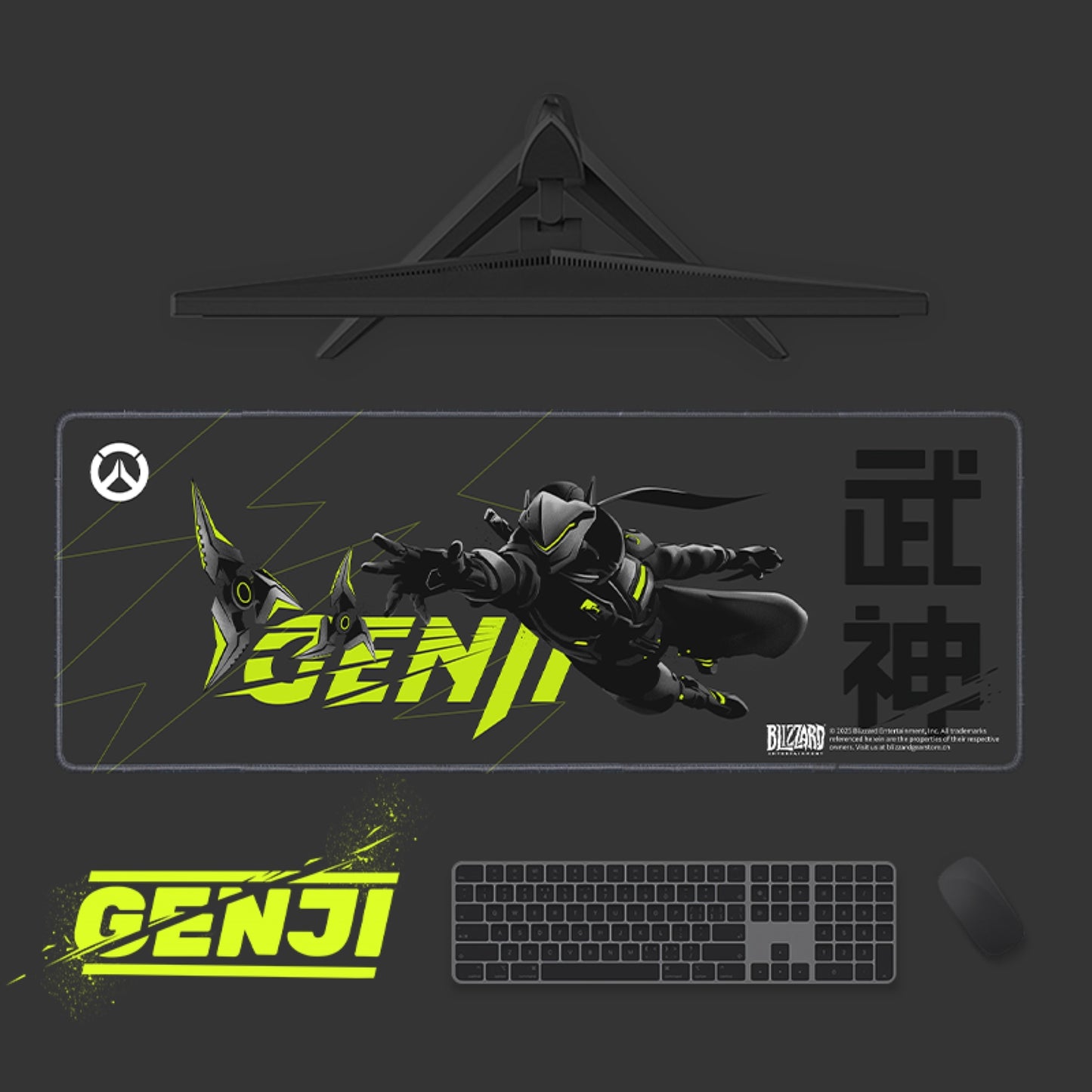 Overwatch Genji XXL Gaming Mouse Pad - Official Blizzard Black Themed Desk Mat for Genji Fans