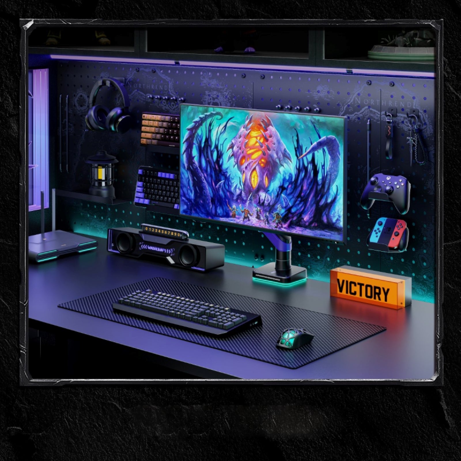 This WoW-themed pegboard is your gaming desk’s organization hero: it neatly holds headsets, controllers, and gear (no more clutter!), while its dark, iconic design doubles as eye-catching fan decor. Pair it with glowing peripherals for a sleek, space-saving setup that’s pure WoW vibe.