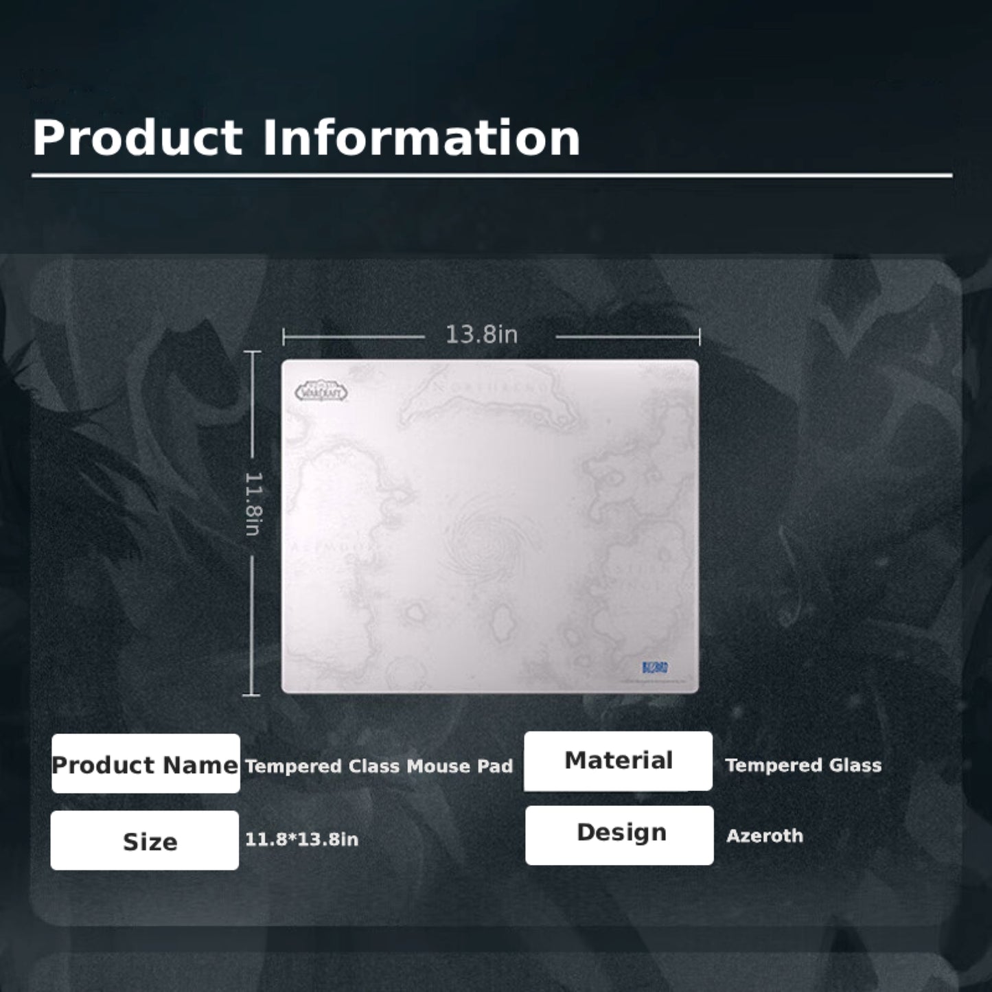 Blizzard WoW Game Glass Mouse Pad