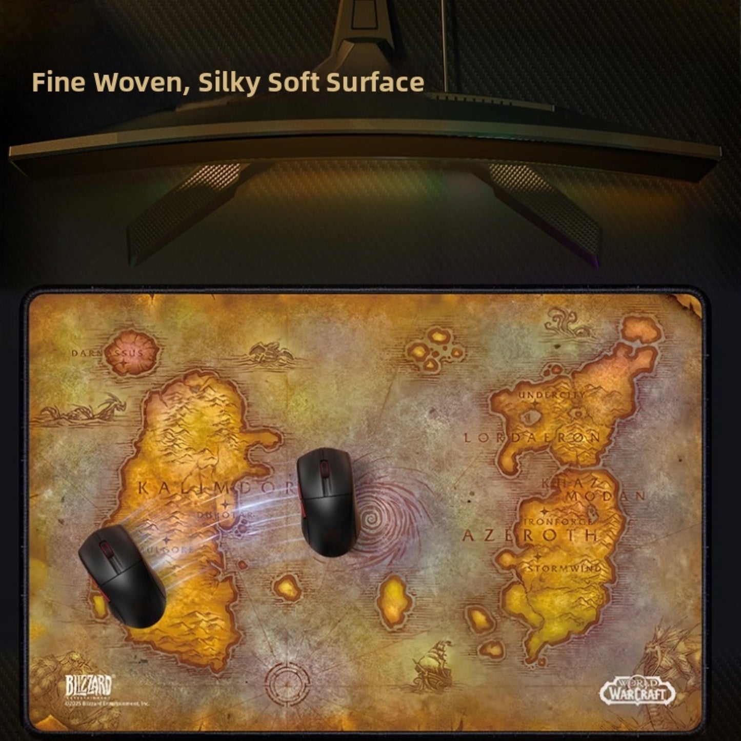 World of Warcraft Azeroth Map Gaming Mouse Pad - Fine Woven Silky Soft Surface for Smooth Mouse Control