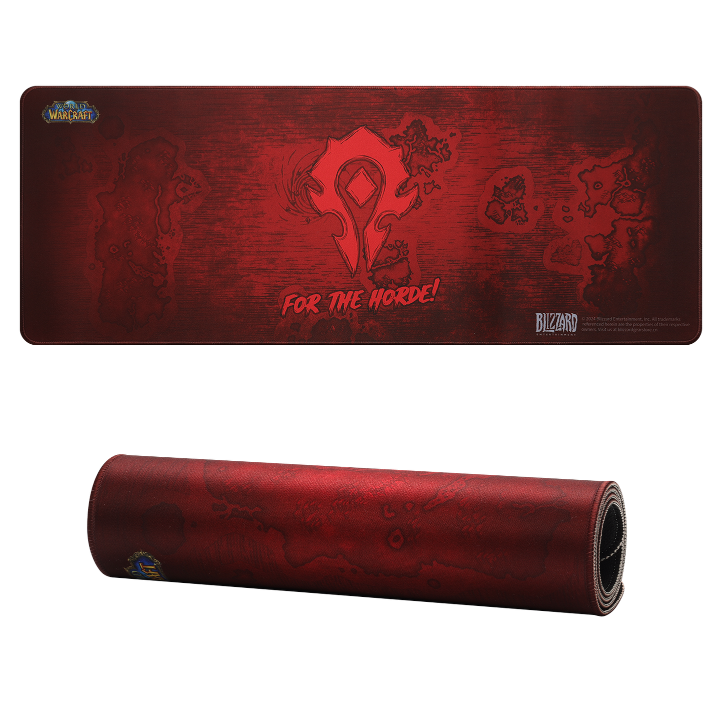 Gaming mouse pad with 'World of Warcraft' design featuring Horde logo and text. | show
