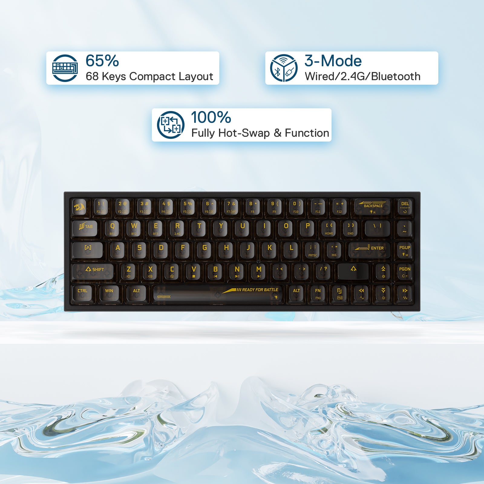 Redragon K631 PRO 65% 3-Mode Wireless Full-Transparent Gaming Keyboard –  Redragonshop