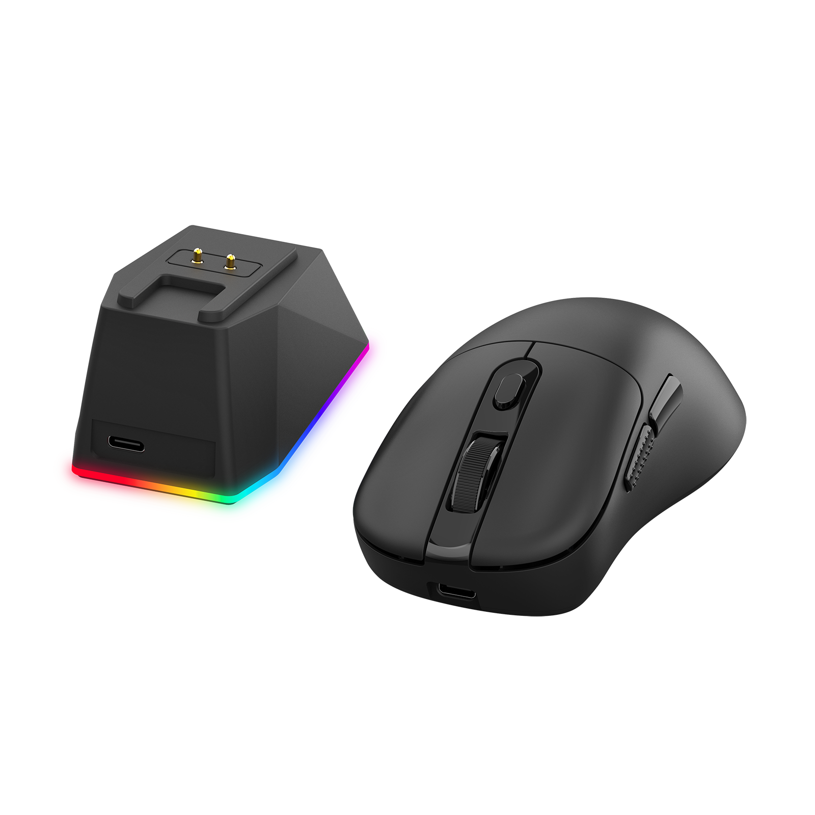 Redragon M998 Lightweight Wireless Gaming Mouse with RGB Magnetic Charging Dock, BT/2.4G Wireless/Wired Optical Mice, 24000 DPI, 5 Programmable Buttons for PC/Mac, Black