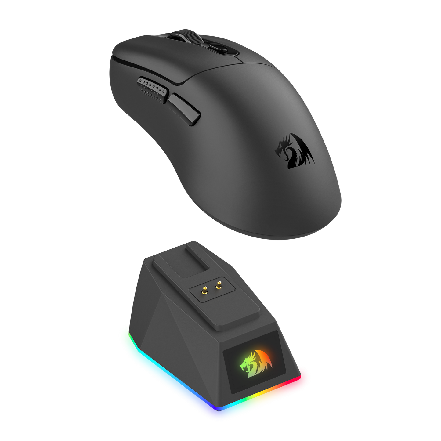 Redragon M998 Lightweight Wireless Gaming Mouse with RGB Magnetic Charging Dock, BT/2.4G Wireless/Wired Optical Mice, 24000 DPI, 5 Programmable Buttons for PC/Mac, Black