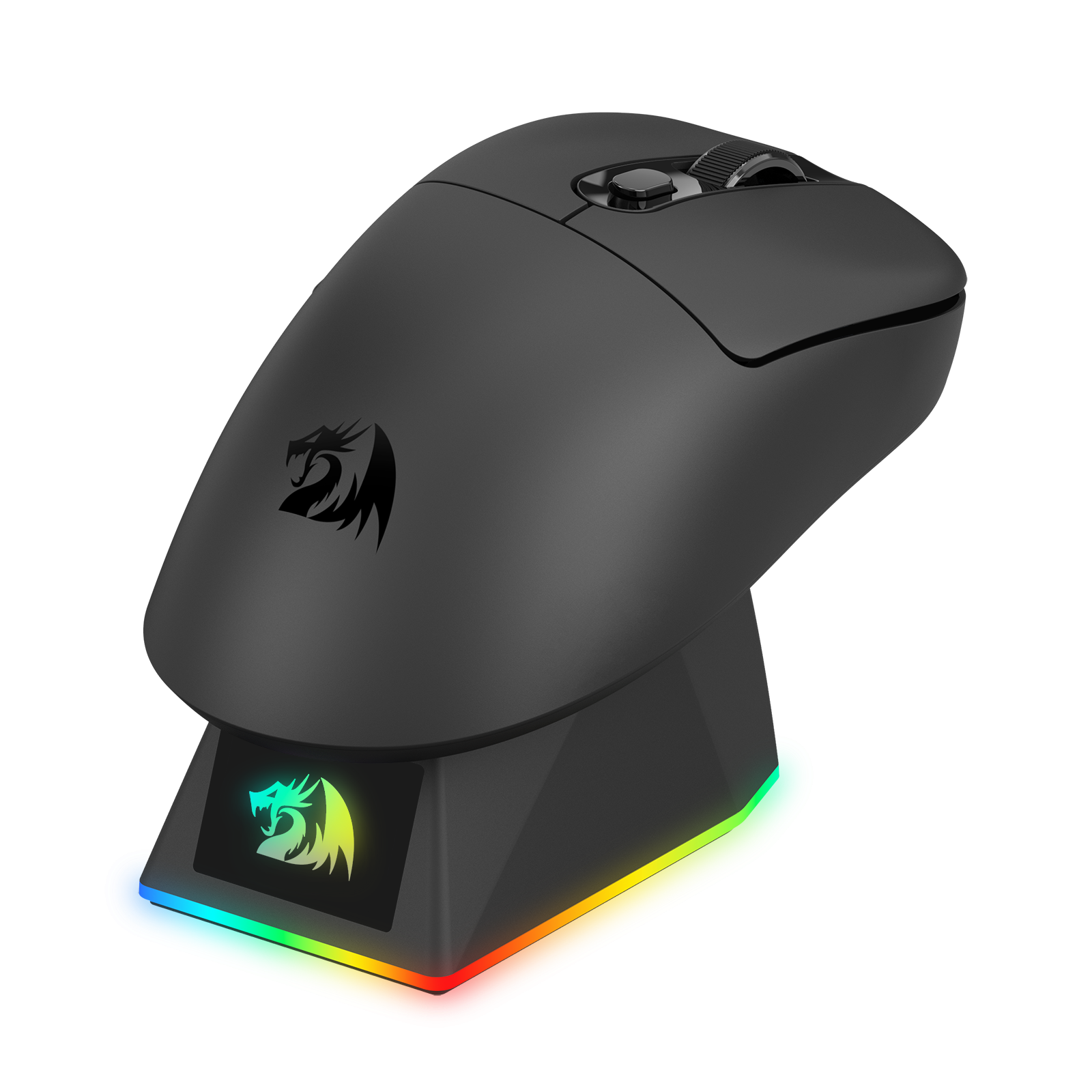 Redragon M998 Lightweight Wireless Gaming Mouse with RGB Magnetic Charging Dock, BT/2.4G Wireless/Wired Optical Mice, 24000 DPI, 5 Programmable Buttons for PC/Mac, Black