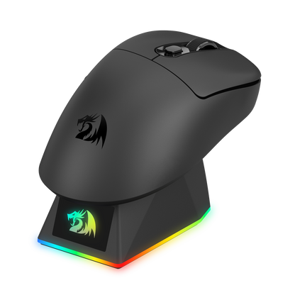 Redragon M998 Lightweight Wireless Gaming Mouse with RGB Magnetic Charging Dock, BT/2.4G Wireless/Wired Optical Mice, 24000 DPI, 5 Programmable Buttons for PC/Mac, Black