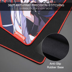 Redragon EISA P047 Anime Black Gaming Mouse Pad - Smooth Lycra Surface, Anti-Slip Rubber Base, Spill-Resistant, Durable 3mm Thick Design, Available in Small (13x10 in) & Large (35x16 in), Computer Mouse Mat, Extended Desk Pad,  Perfect for Gaming & Work, Pairs with EISA K1NG M916 PRO Mouse 