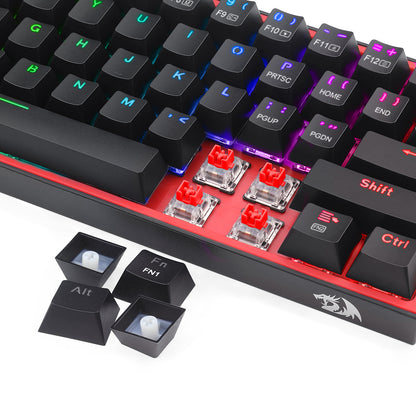 Redragon K617 Fizz 60% Wired RGB Gaming Keyboard, 61 Keys Hot-Swap Compact Mechanical Keyboard w/ 16.8M RGB Backlight, Red Inner Design, Programmable Linear Red Switch, Pro Software
