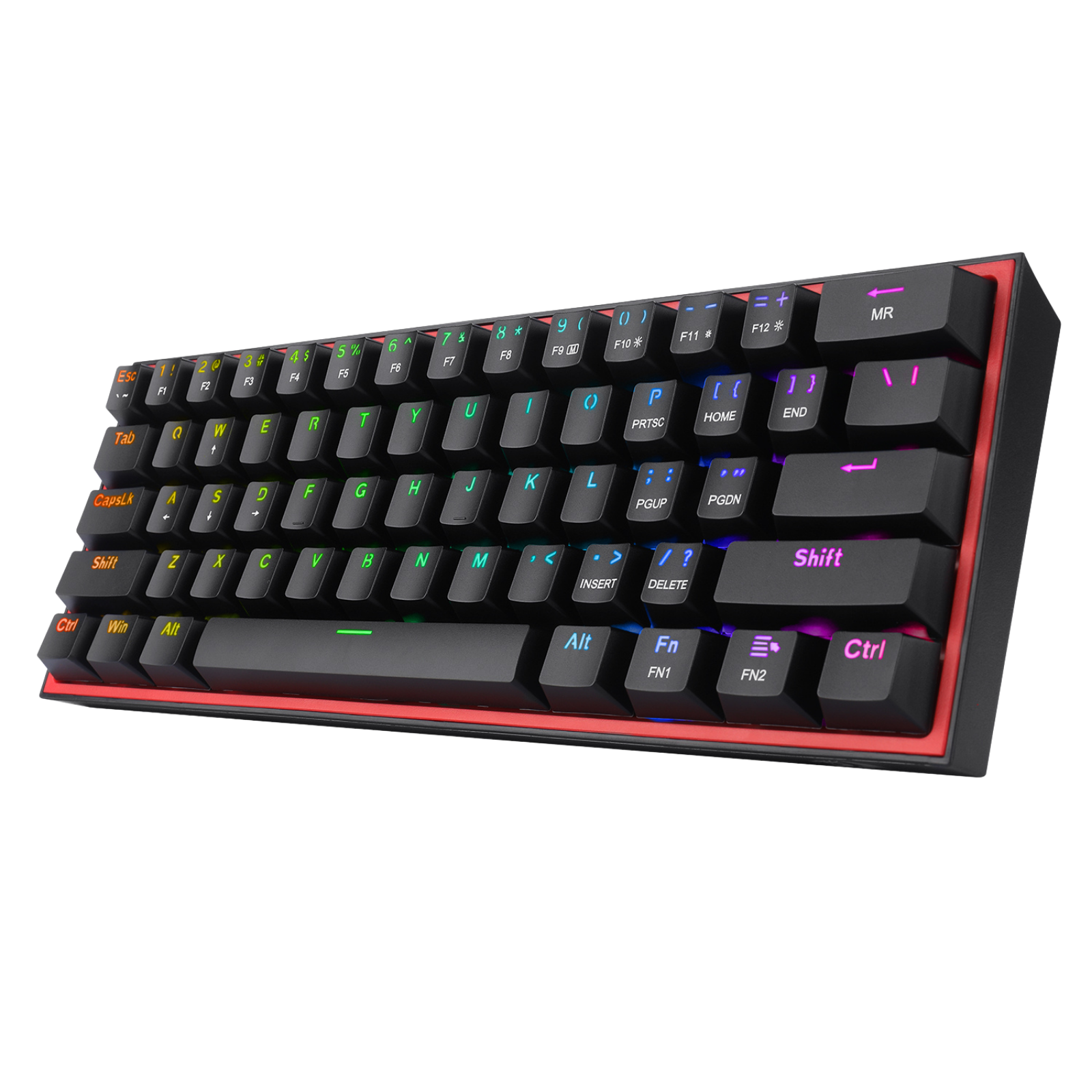 Redragon K617 Fizz 60% Wired RGB Gaming Keyboard, 61 Keys Hot-Swap Compact Mechanical Keyboard w/ 16.8M RGB Backlight, Red Inner Design, Programmable Linear Red Switch, Pro Software