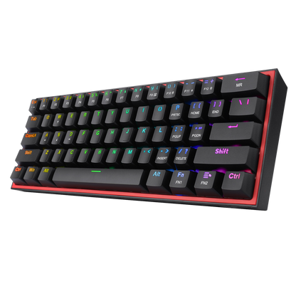 Redragon K617 Fizz 60% Wired RGB Gaming Keyboard, 61 Keys Hot-Swap Compact Mechanical Keyboard w/ 16.8M RGB Backlight, Red Inner Design, Programmable Linear Red Switch, Pro Software