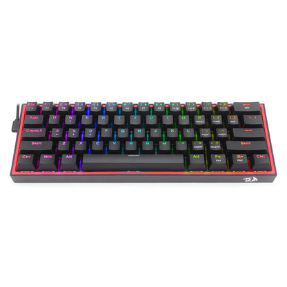 Redragon K617 Fizz 60% Wired RGB Gaming Keyboard, 61 Keys Hot-Swap Compact Mechanical Keyboard w/ 16.8M RGB Backlight, Red Inner Design, Programmable Linear Red Switch, Pro Software